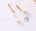 Stylevoa Vintage geometric metal pearl asymmetric earrings design personalized earrings - Image 9