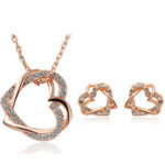 Stylevoa Customized Double Diamond Heart Necklace Earring Set