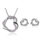 Stylevoa Customized Double Diamond Heart Necklace Earring Set - Image 4